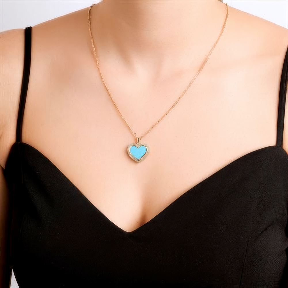 Kalp Altın Kolye 45Cm Zincir