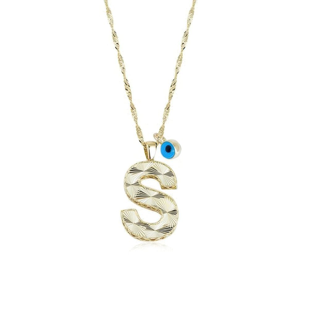 Altın S Harf Kolye 55Cm Zincir