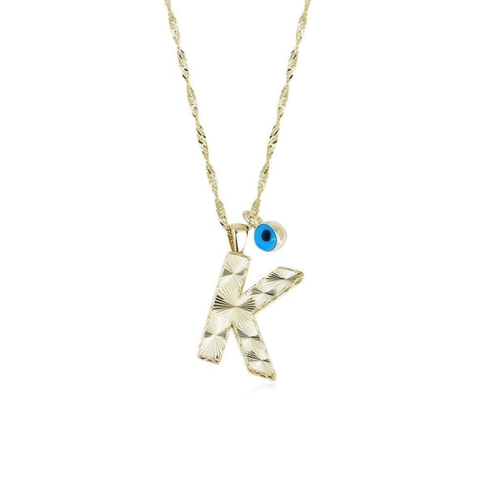 Altın K Harf Kolye 55Cm Zincir