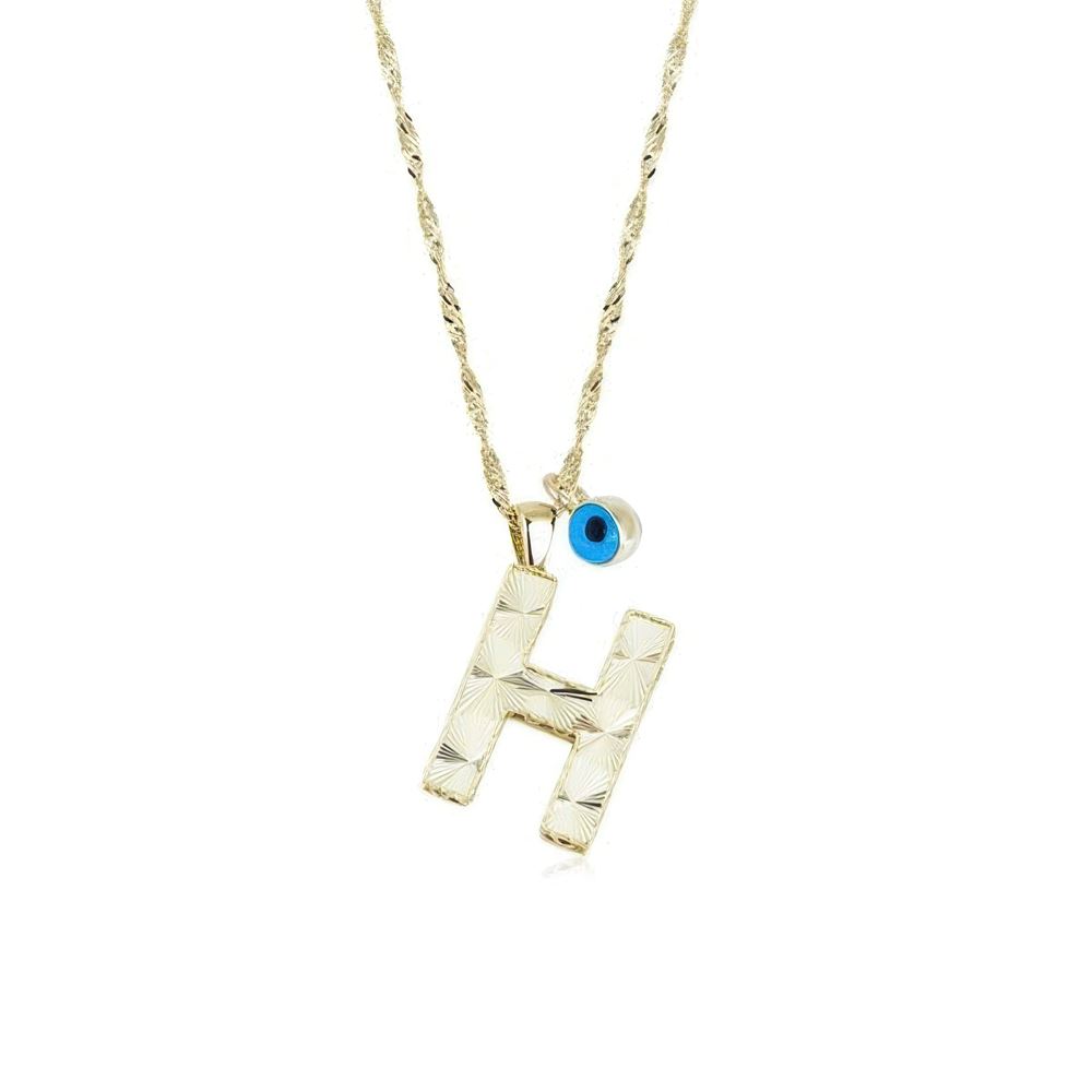 Altın H Harf Kolye 55Cm Zincir