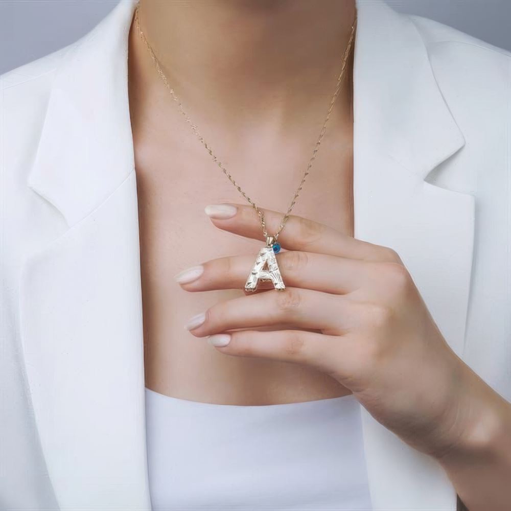 Altın A Harf Kolye 55Cm Zincir