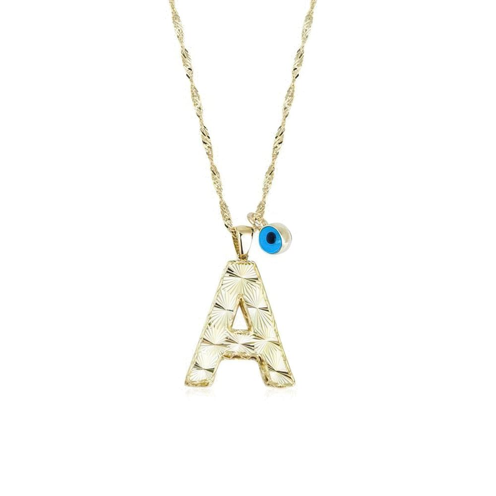 Altın A Harf Kolye 55Cm Zincir