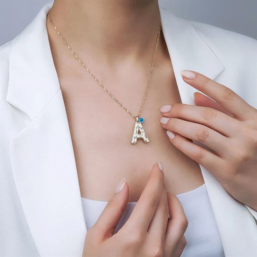 Altın A Harf Kolye 55Cm Zincir