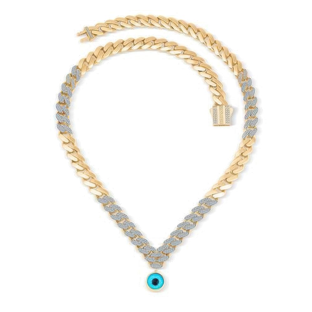 Altın Taşlı Göz Bebeğim Kolye 55Cm Zincir