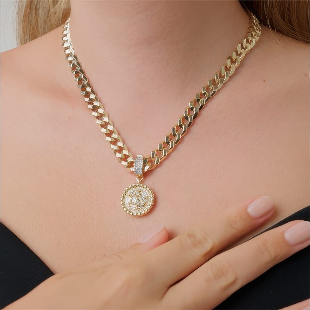 Baget Taşlı Yuvarlak Charm