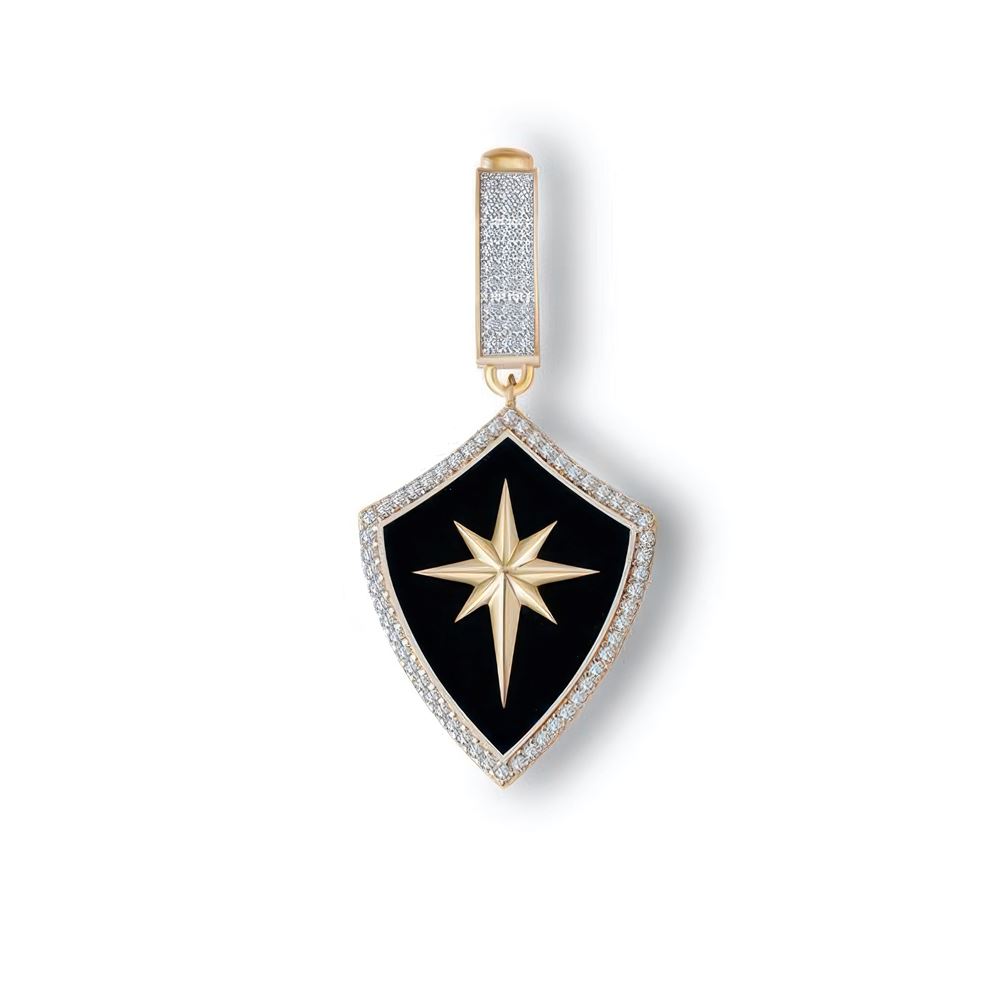 Siyah Mineli Kalkan Kolye Ucu Charm