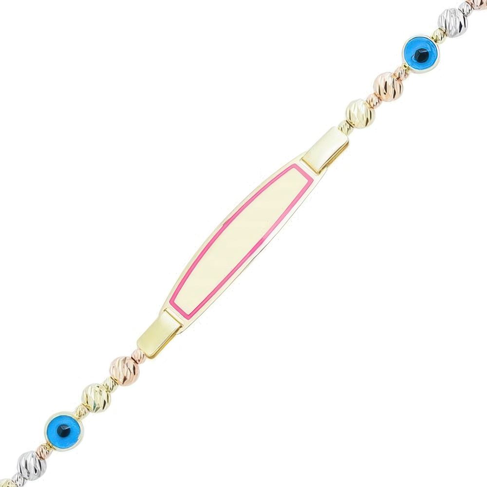 Pembe Mineli Çocuk Künyesi 15Cm Bileklik