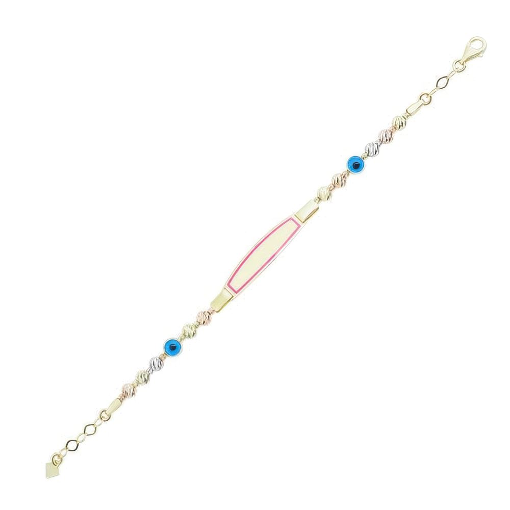 Pembe Mineli Çocuk Künyesi 15Cm Bileklik