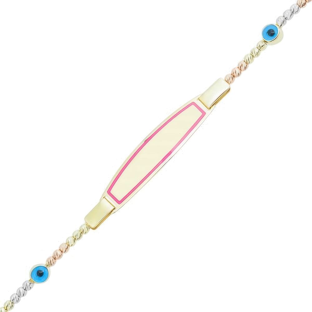 Pembe Mineli Çocuk Künyesi 15Cm Bileklik