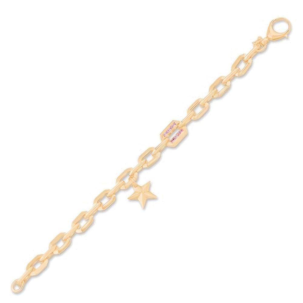 İtalyan Tasarım Pembe Taş Detaylı Yıldız Bileklik 18CM