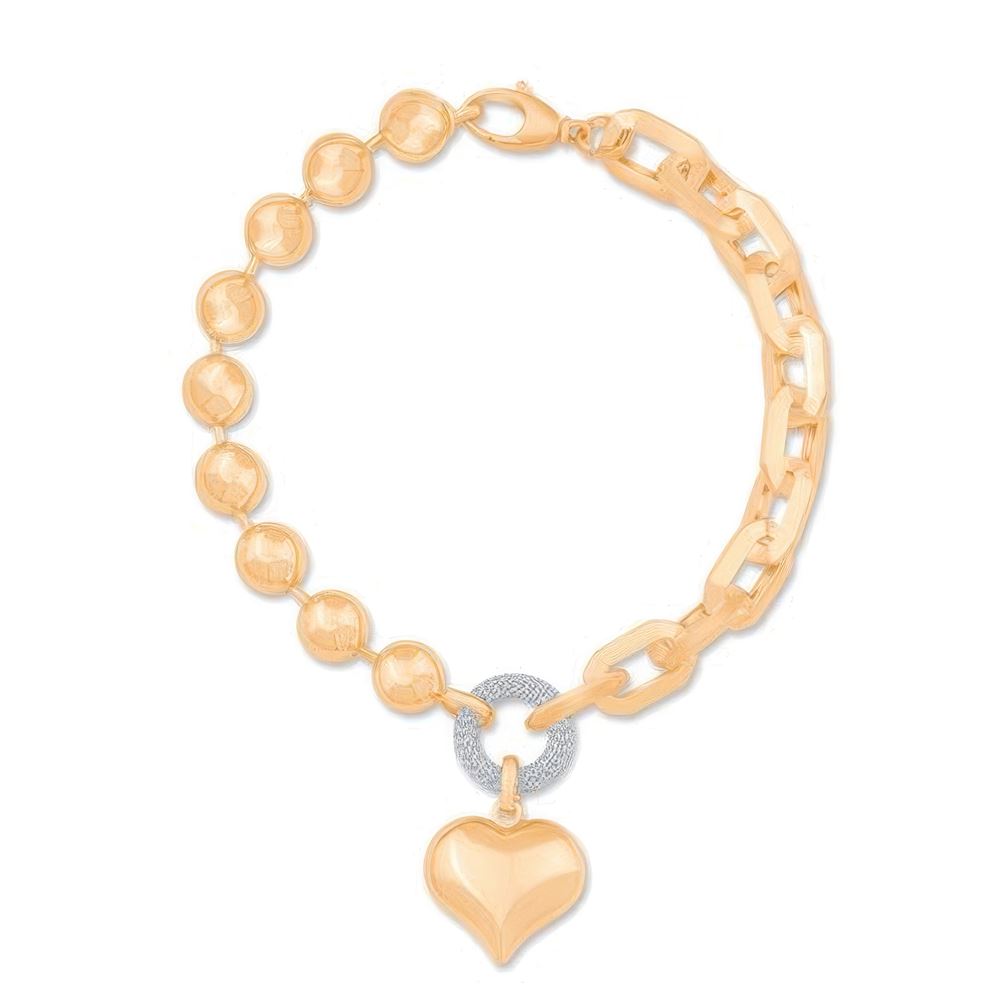 İtalyan Top Zincir Kalp Bileklik 18CM