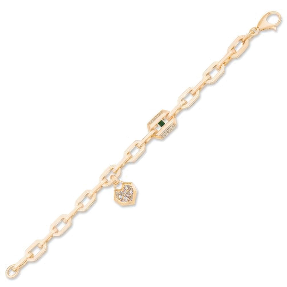 İtalyan Tasarım Baget Taşlı Kalp Bileklik 18CM