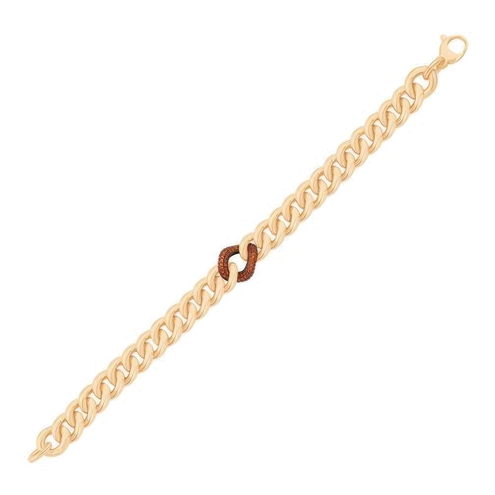 Turuncu Halkalı Zincir Altın Bileklik 18cm