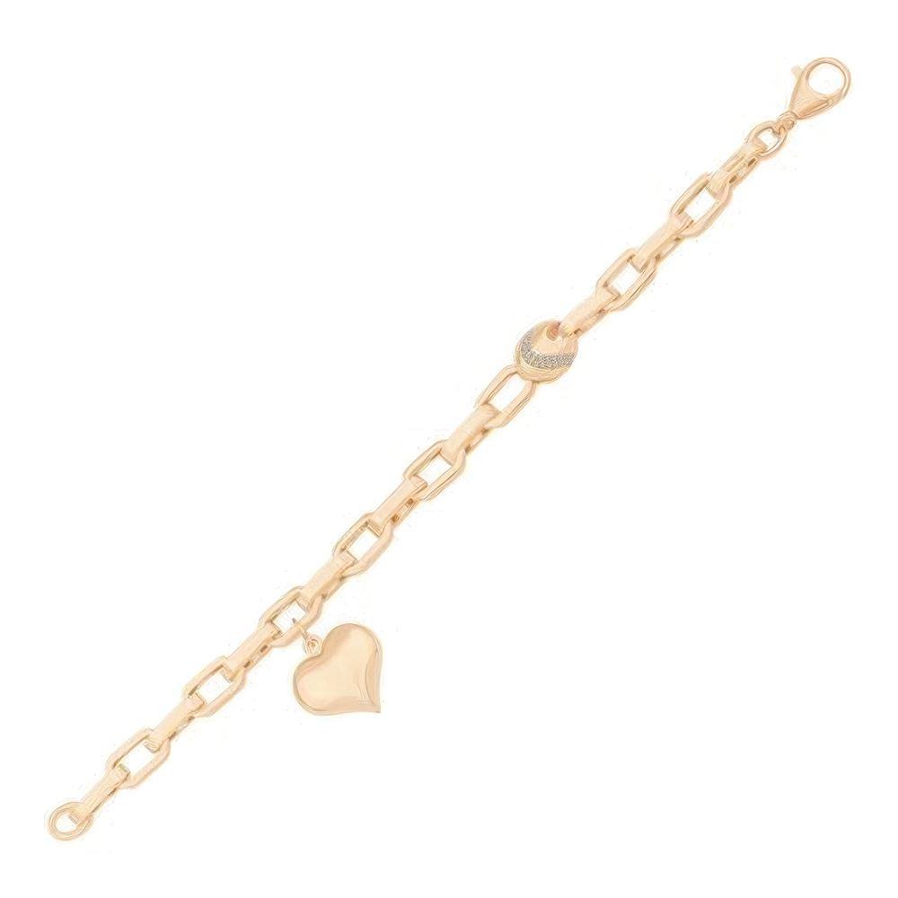 İtalyan Tasarım Altın Kalp Bileklik 18cm