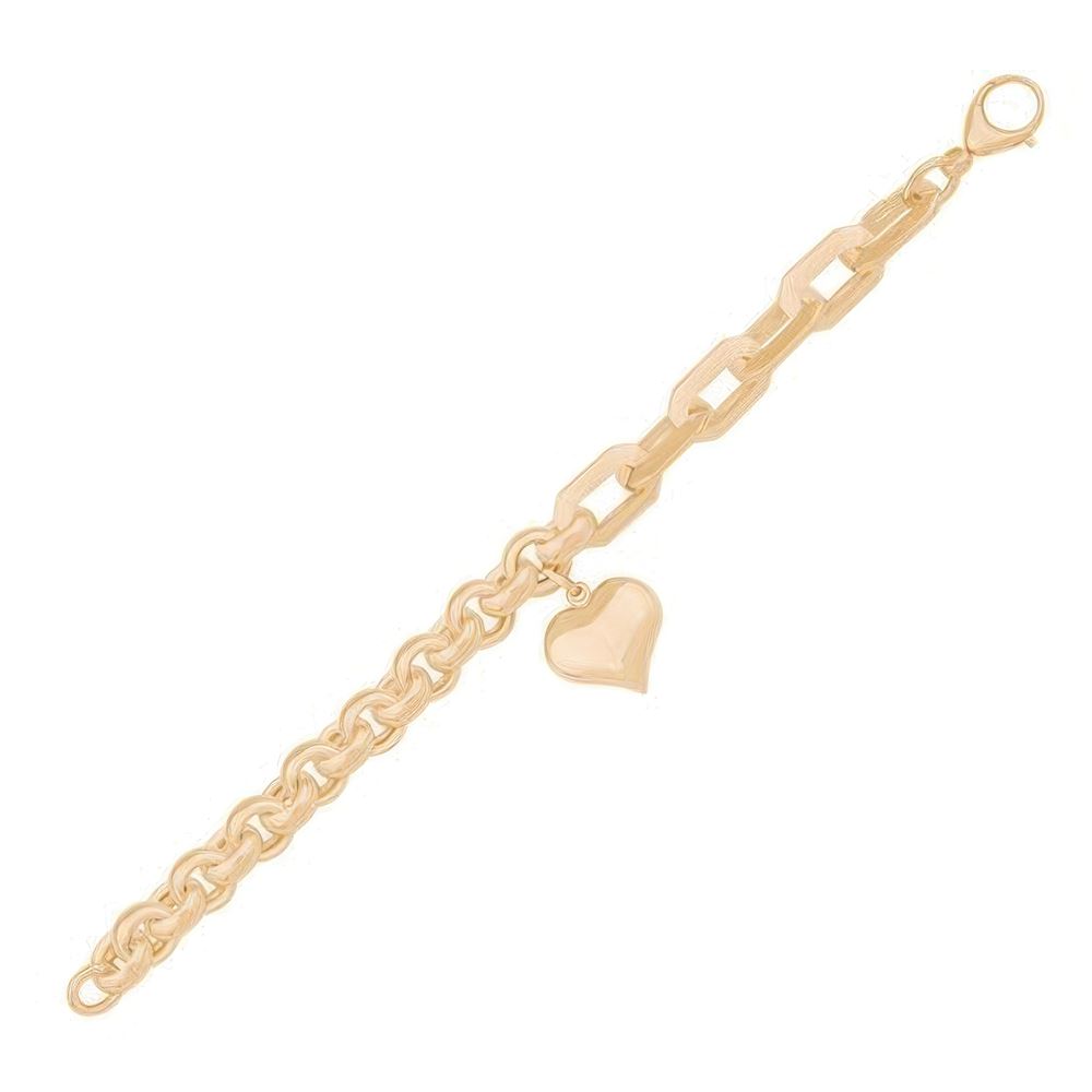 İtalyan Tasarım Kalp Altın Bileklik 18cm