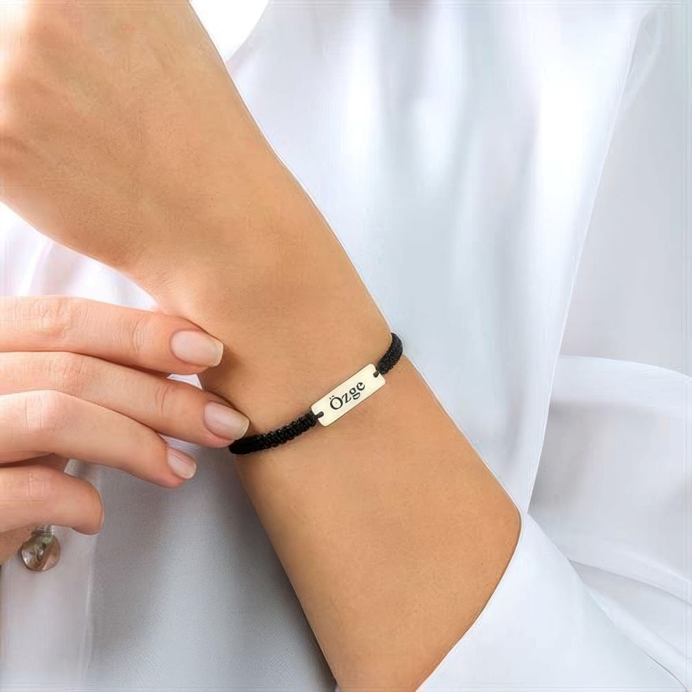 İsim Yazılabilen Örgü Altın Bileklik AYARLANABİLİR