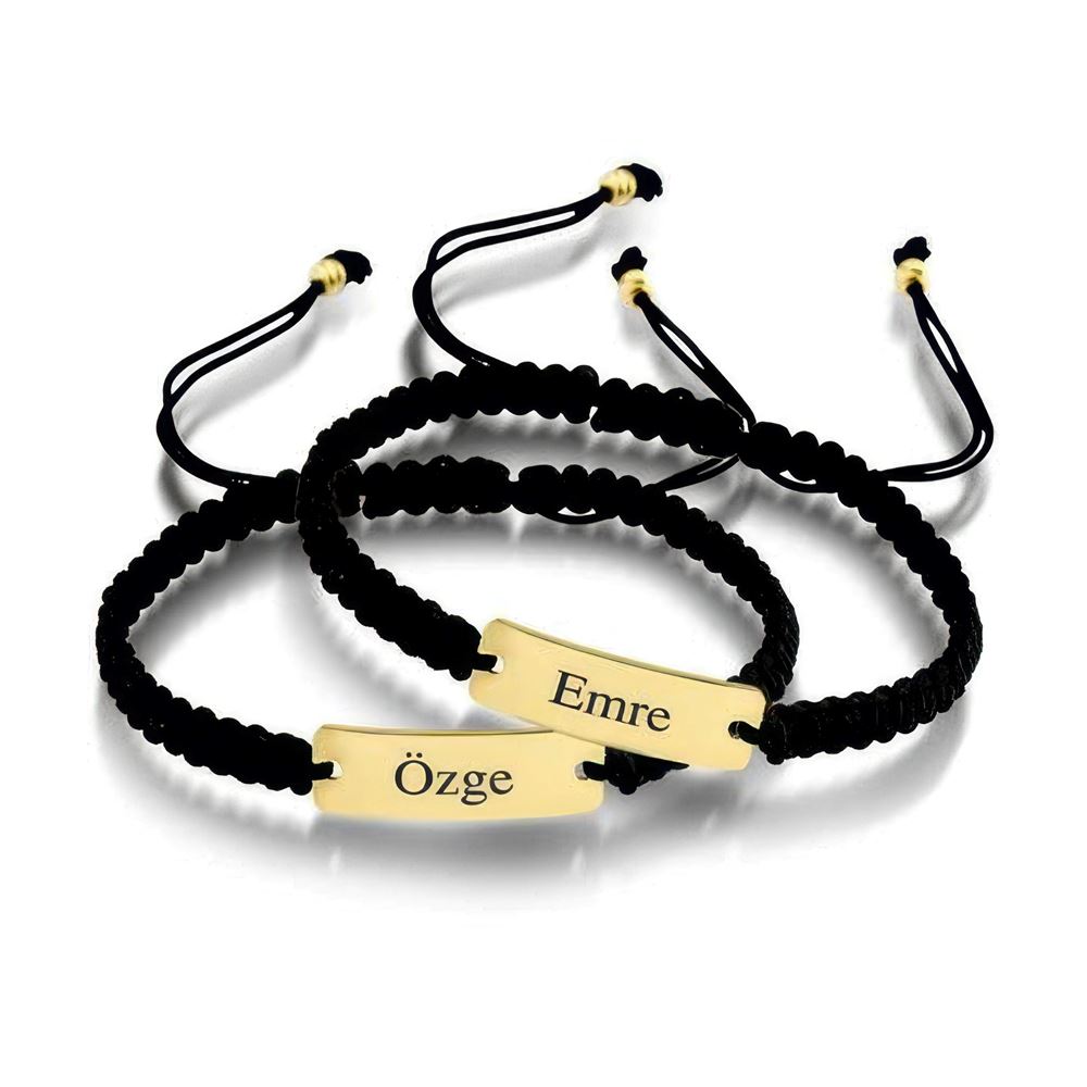 İsim Yazılabilen Örgü Altın Bileklik AYARLANABİLİR