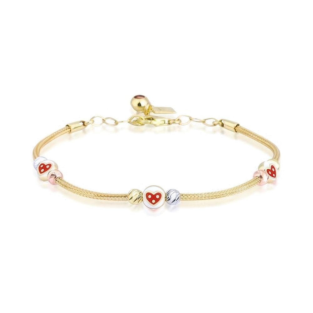 Anne Çocuk Çilek İkili Set Altın Bileklik Anne 19Cm Çocuk 14Cm