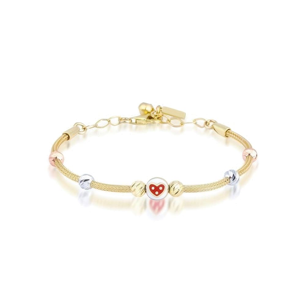 Anne Çocuk Çilek İkili Set Altın Bileklik Anne 19Cm Çocuk 14Cm