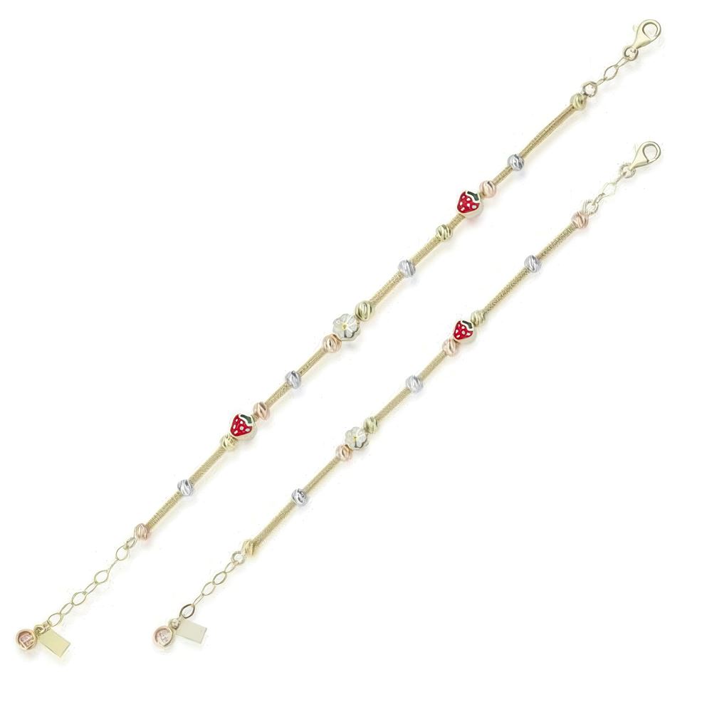 Anne Çocuk Mineli İkili Set Altın Bileklik Anne 19Cm Çocuk 14Cm