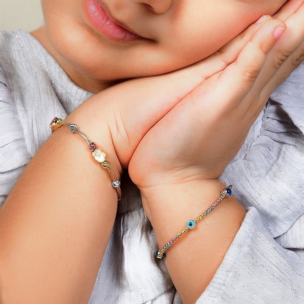 Anne Çocuk Mineli İkili Set Altın Bileklik Anne 19Cm Çocuk 14Cm