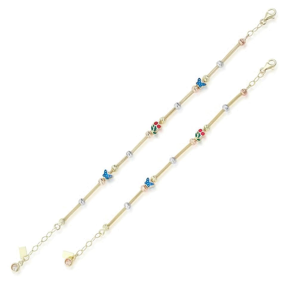 Anne Çocuk Mineli İkili Set Altın Bileklik Anne 19Cm Çocuk 14Cm