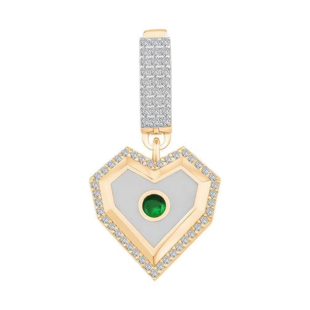 Beyaz Mineli Kalp 9Mm Bileklik Charm