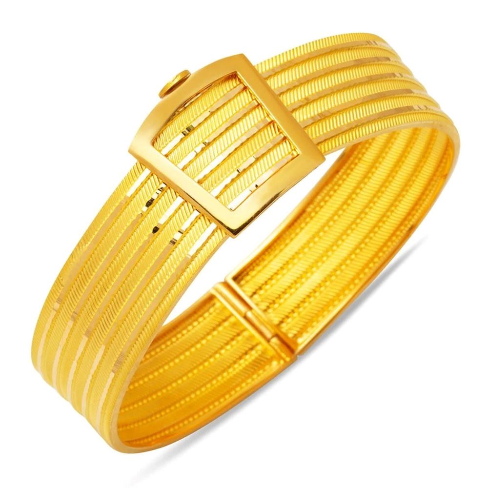 22 Ayar Taşsız Hasır Altın Kelepçe Bilezik (Sade Model)