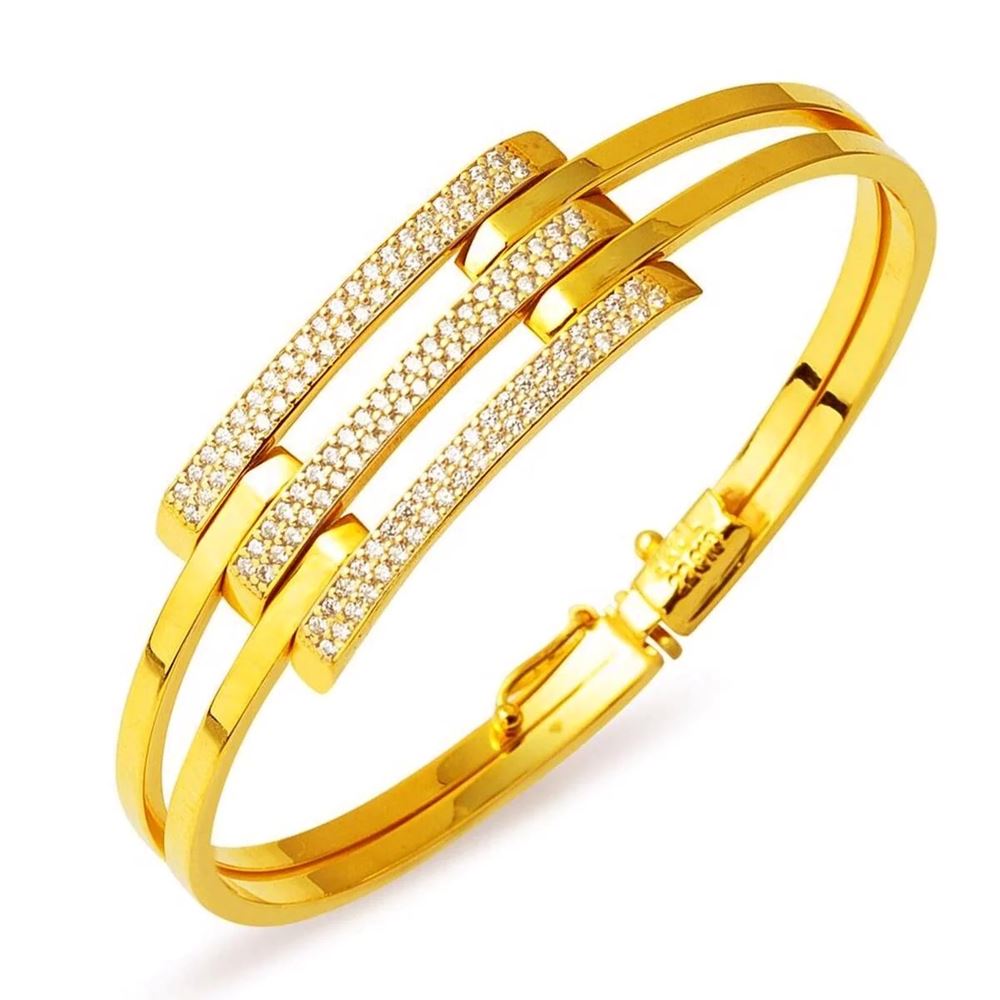 22 Ayar Üçlü Kaburga Altın Kelepçe Bilezik (Klasik Seri)