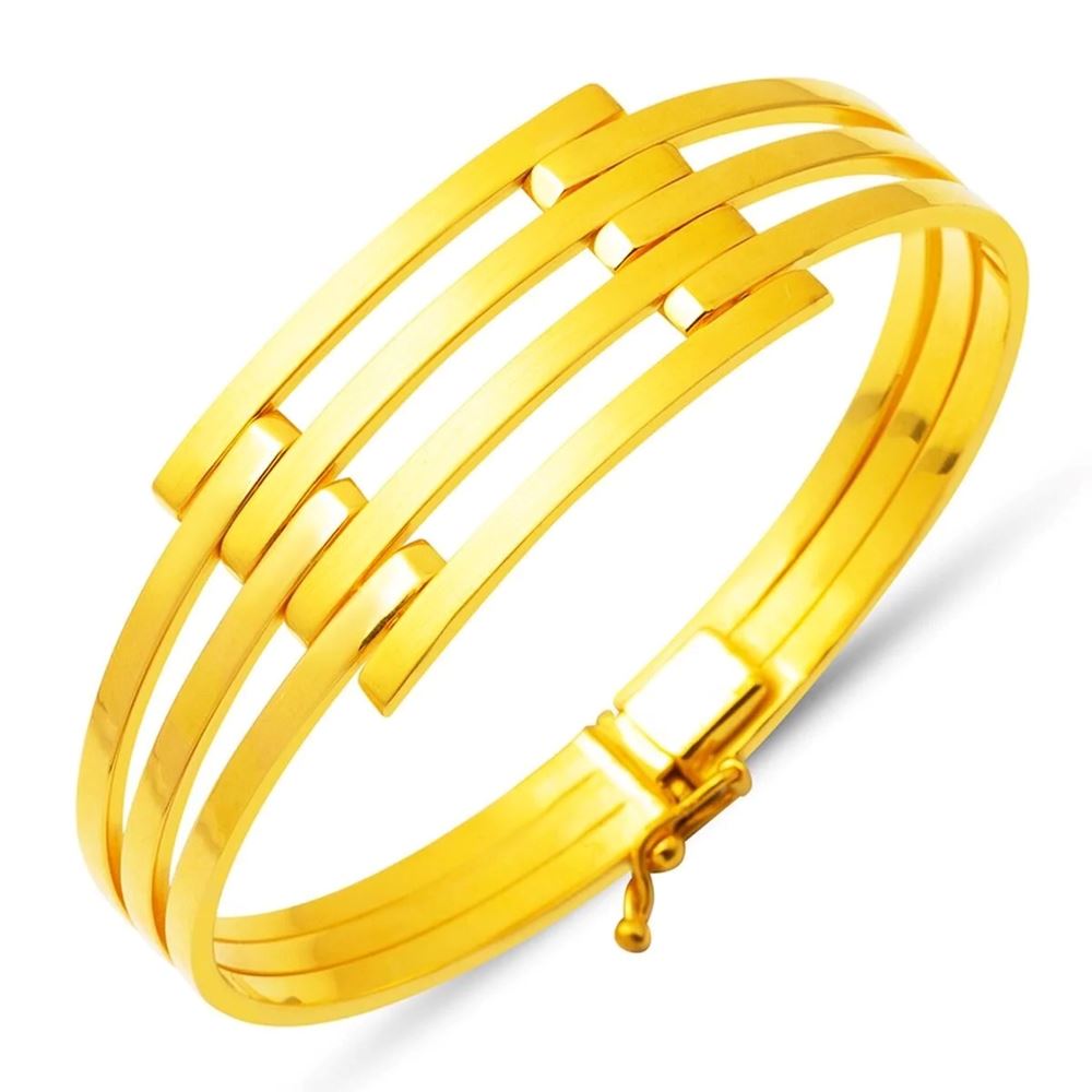 22 Ayar Kaburgalı Altın Kelepçe Bilezik (Parlak Yüzey)