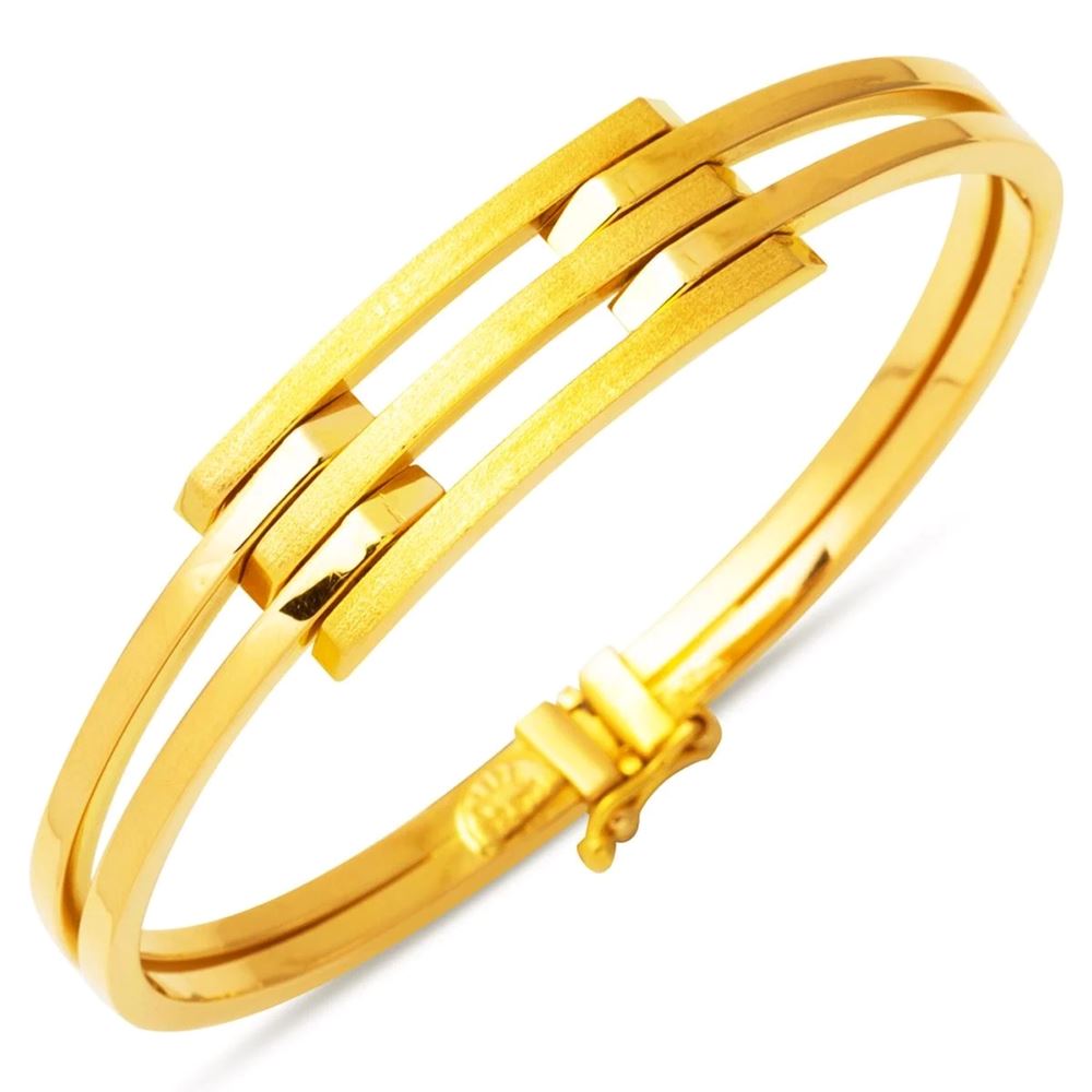 22 Ayar 3'lü Kaburga Altın Kelepçe Bilezik (Şık Model)