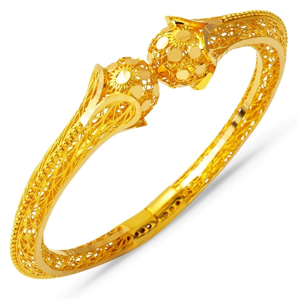 22 Ayar Modern Hint İşi Altın Kelepçe Bilezik (Şık Seri)