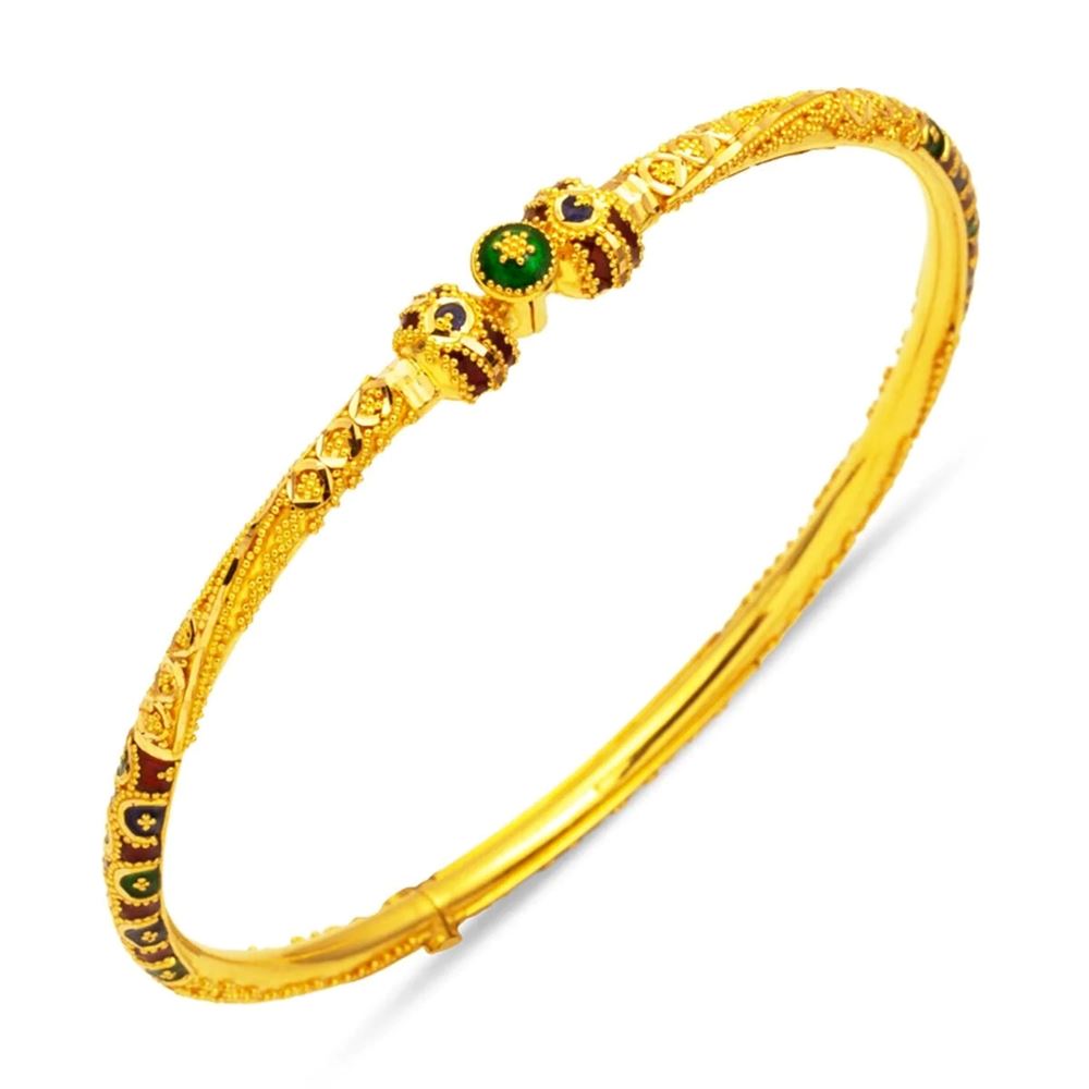 22 Ayar Hint İşi Kilitli Altın Bilezik (Geleneksel Model)