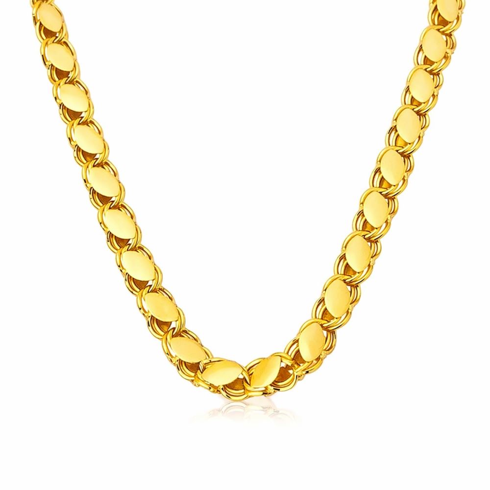 22 Ayar Pullu Altın Zincir 90 cm Parlak Seri