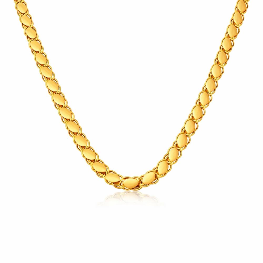 22 Ayar Maraş Pullu Altın Zincir 50 cm Yatırımlık Model