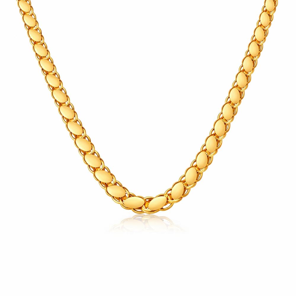 22 Ayar Maraş Pullu Altın Zincir 70 cm Yatırımlık Model