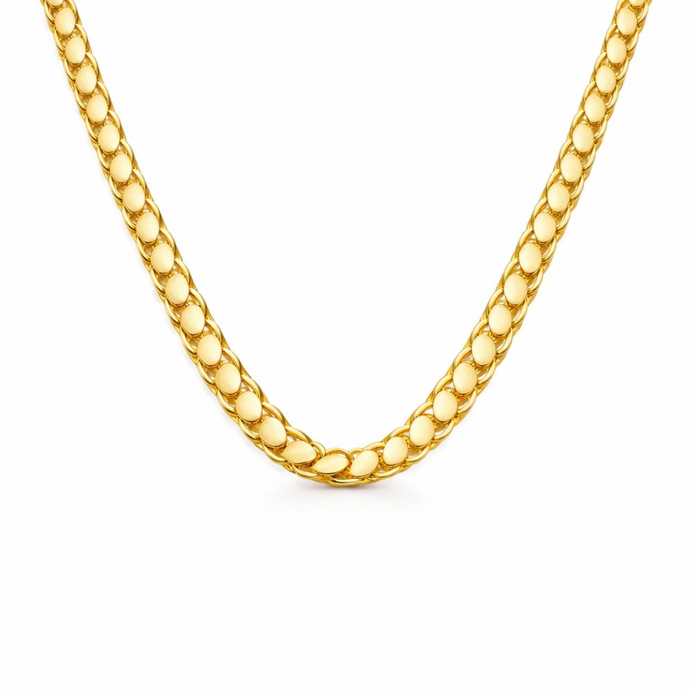 22 Ayar Pullu Altın Zincir 70 cm Parlak Seri