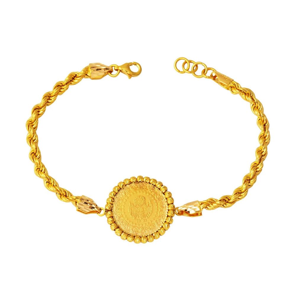 22 Ayar Burgu Zincir Çeyrek Altınlı  Bileklik Altın Bileklik