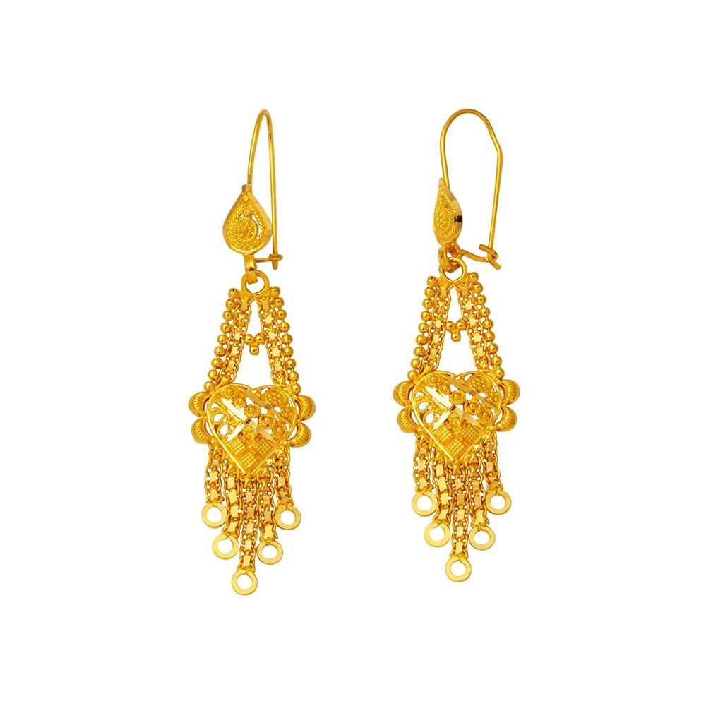 22 Ayar Sallantılı Hint Model Altın Küpe (Zarif Tasarım)