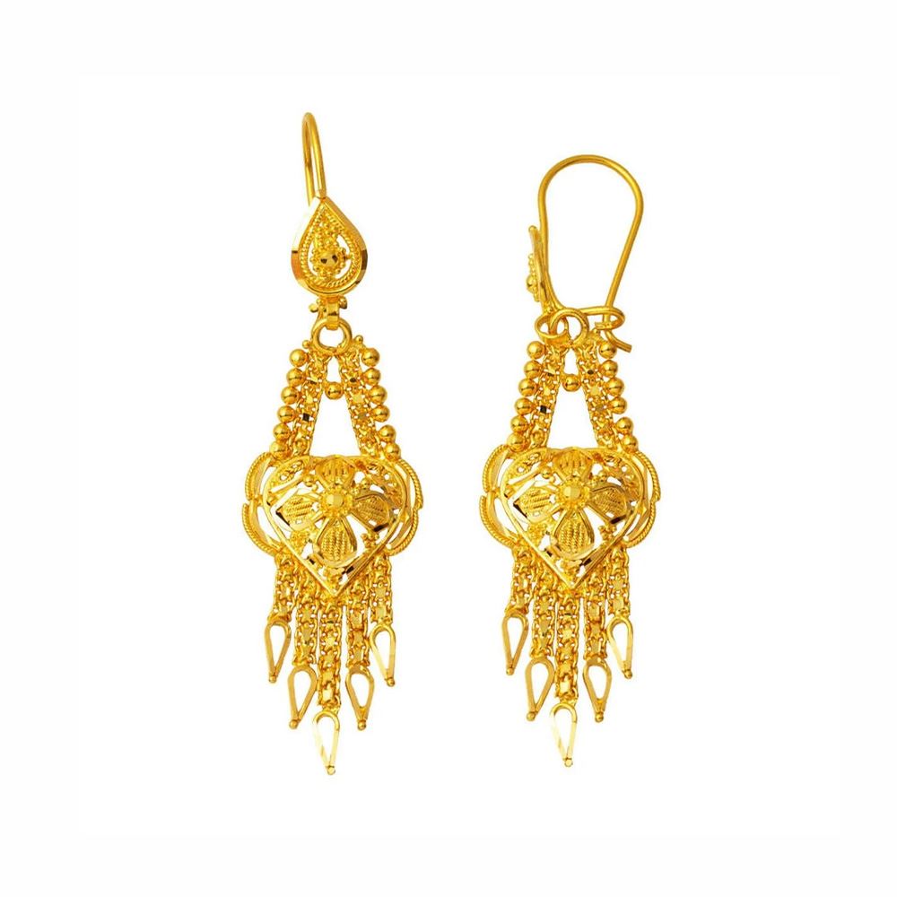 22 Ayar Hint Sarı Altın Küpe (Parlak Yüzey)