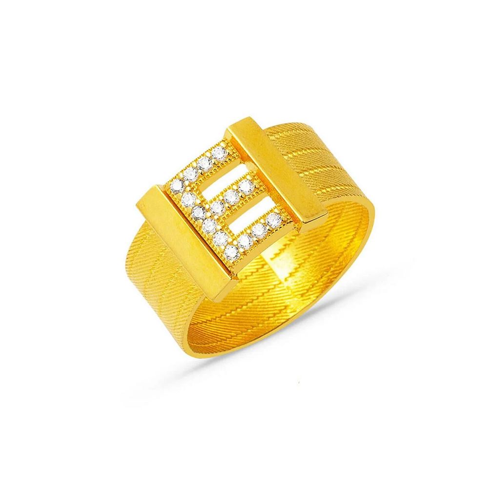 14 Ayar Trabzon Hasır Harfli Taşlı Yüzük Altın Yüzük