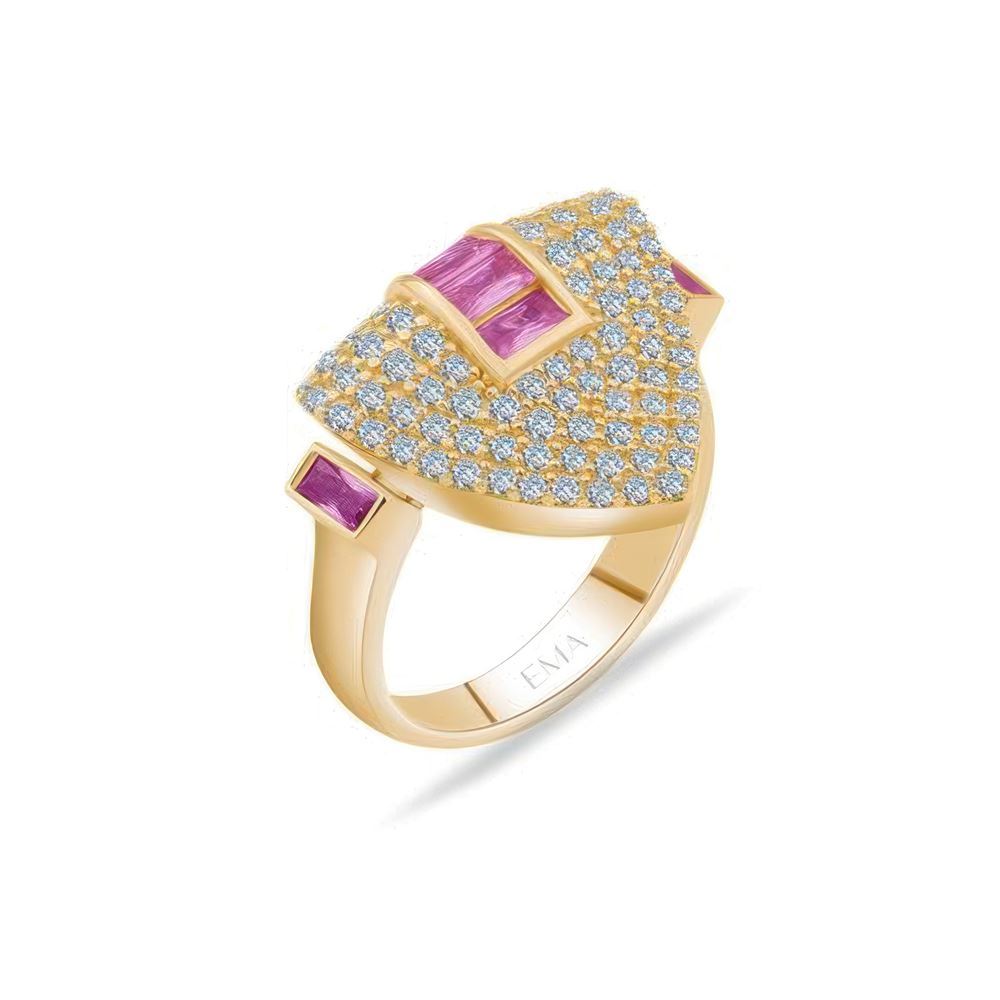 Taşlı Geometrik Kalkan Yüzük