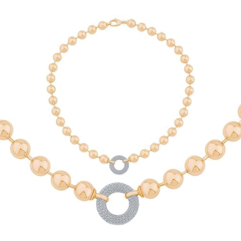 Taşlı Halka Top Top Zincir Kolye 45Cm Zincir