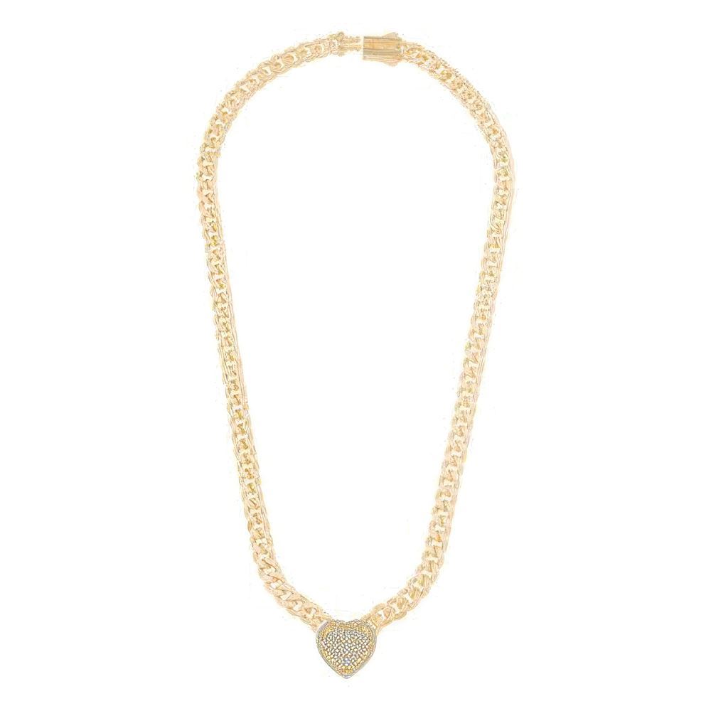 Taşlı Kalp Tasarım Gurmet Zincir 45Cm-7Mm