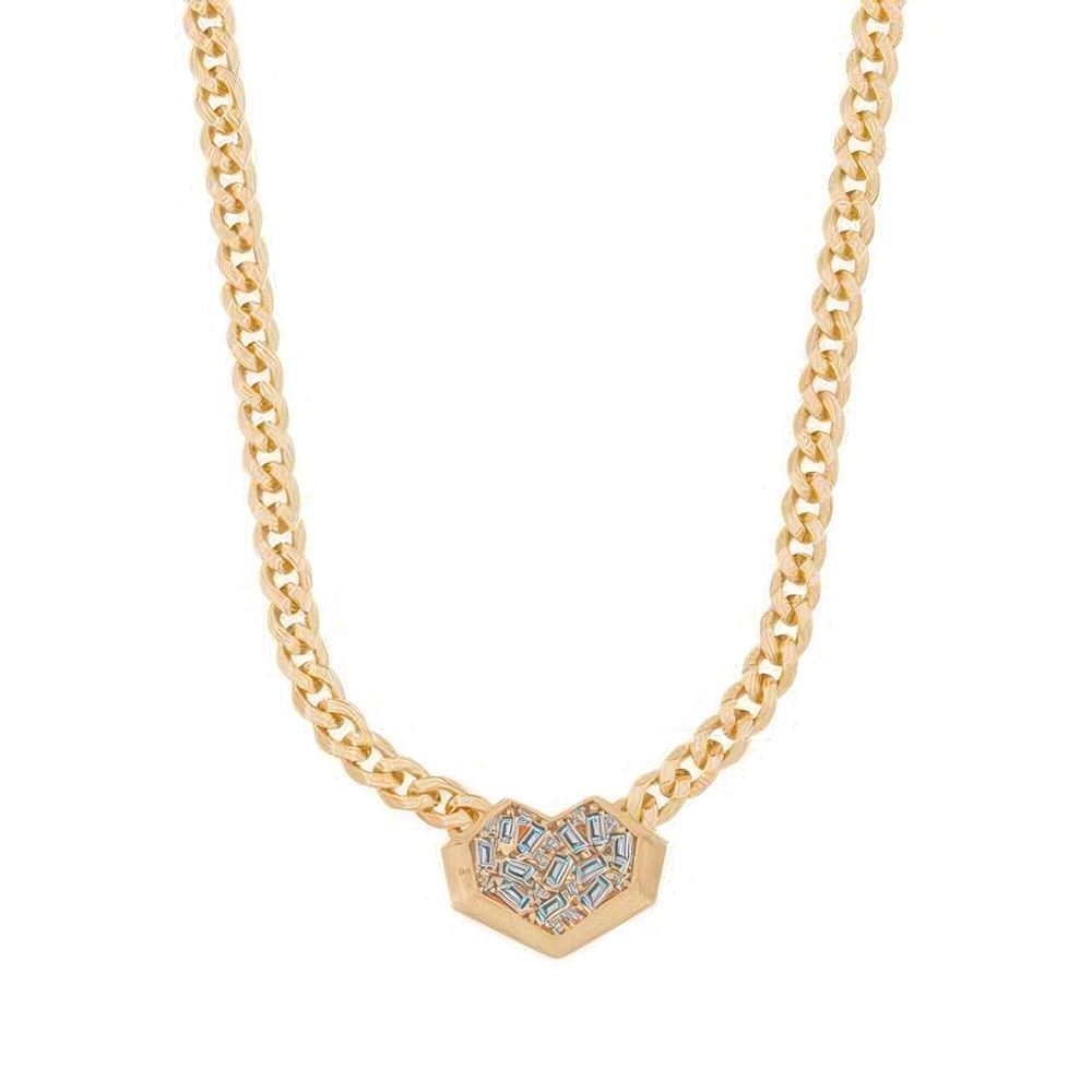 Baget Taşlı Kalp Gurmet Kolye 45Cm Zincir