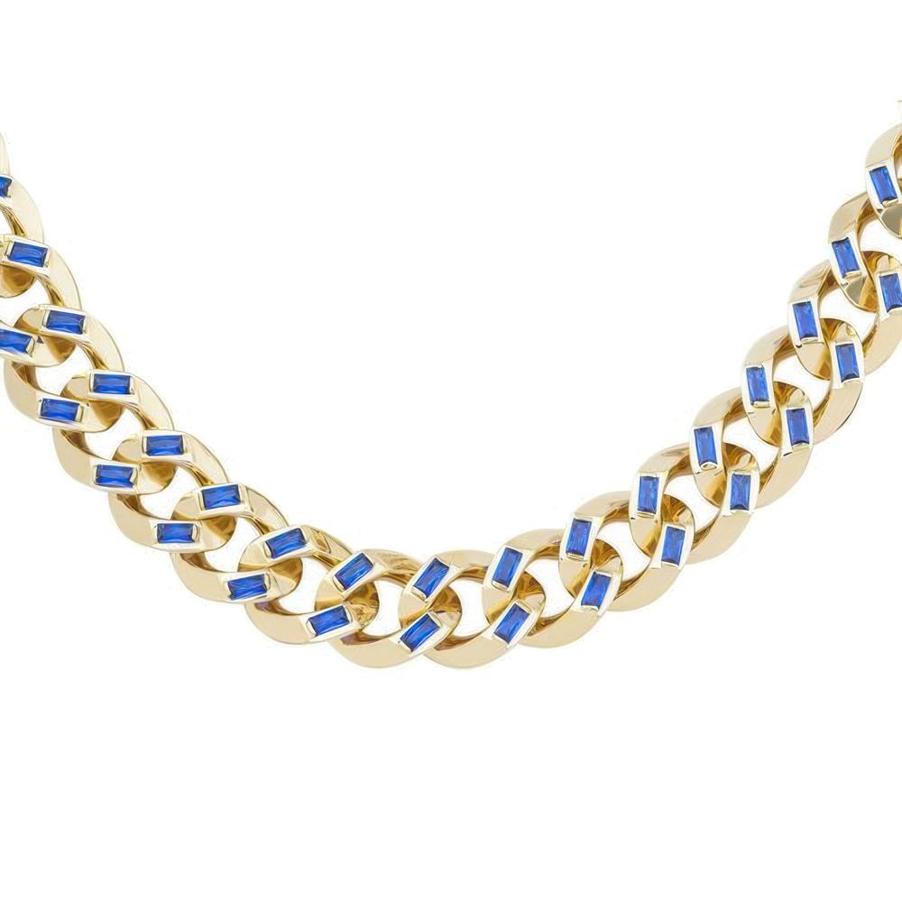 Safir Taşlı Gurmet Zincir 45 Cm