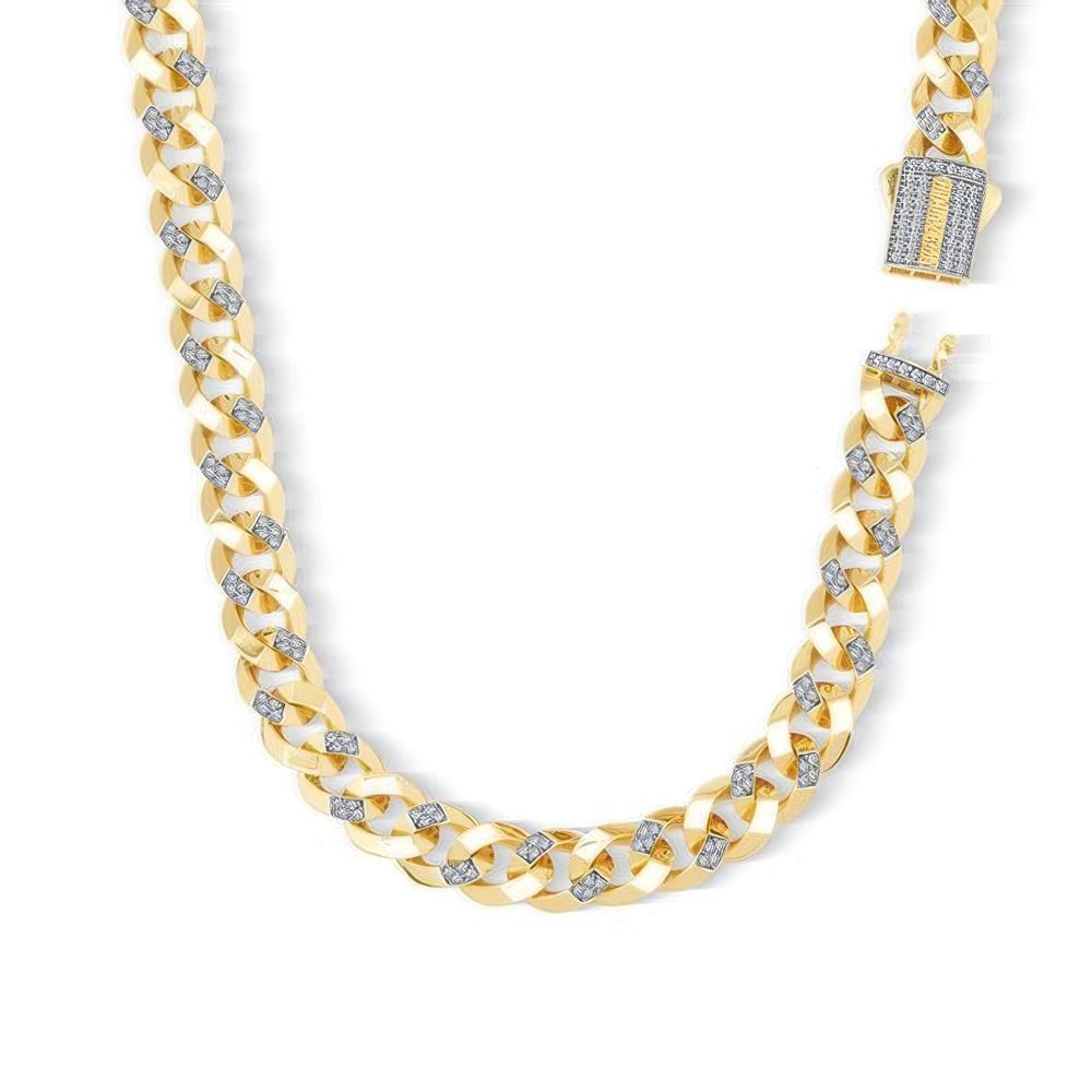 9Mm Altın Taşlı Gurmet Zincir 45 Cm