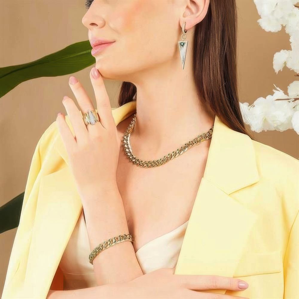 Zümrüt Taşlı Gurmet Zincir 45 Cm