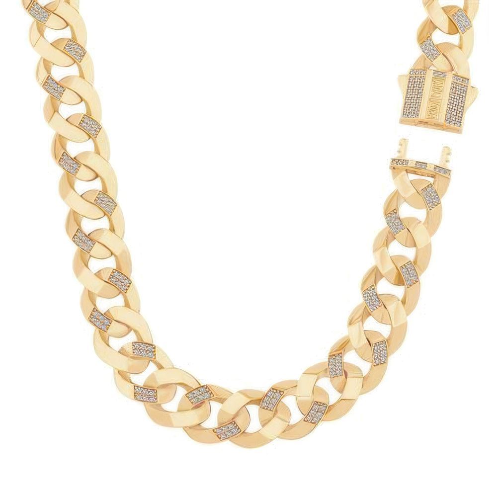 13Mm Altın Taşlı Gurmet Zincir 45 Cm