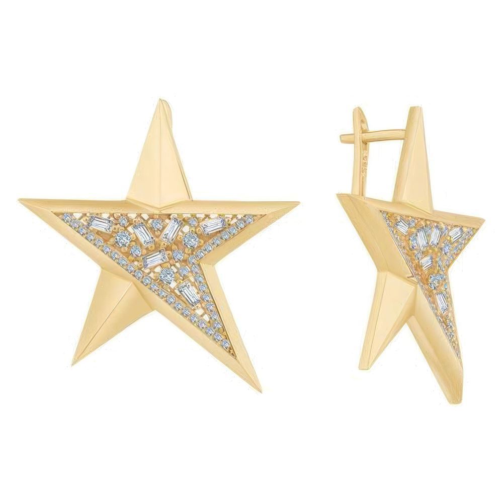 Yıldız Taşlı Altın Küpe